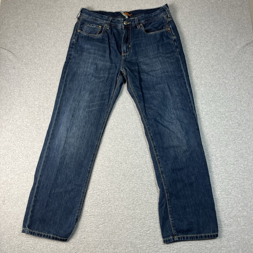 Tommy Bahama Jeans Mens 35x30 (Fit 34x30) Blue Straight Cotton Tencel Blend Stre